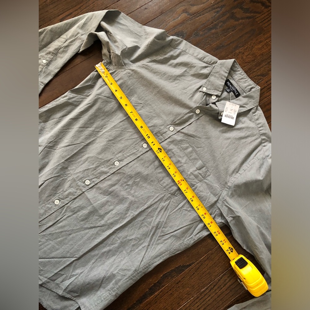 *NWT* J. Crew Men’s M Mercantile Flex Gray Long-Sleeved Button-Down Shirt - Picture 6 of 9